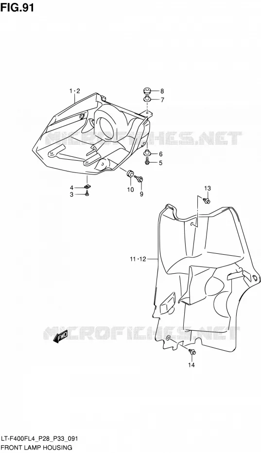 VOORKOPLAMPBEHUIZING Suzuki QUAD 400 KINGQUAD 2014  LT-F400F L4/LT-F400FZ L4 (P03,P28,P33)