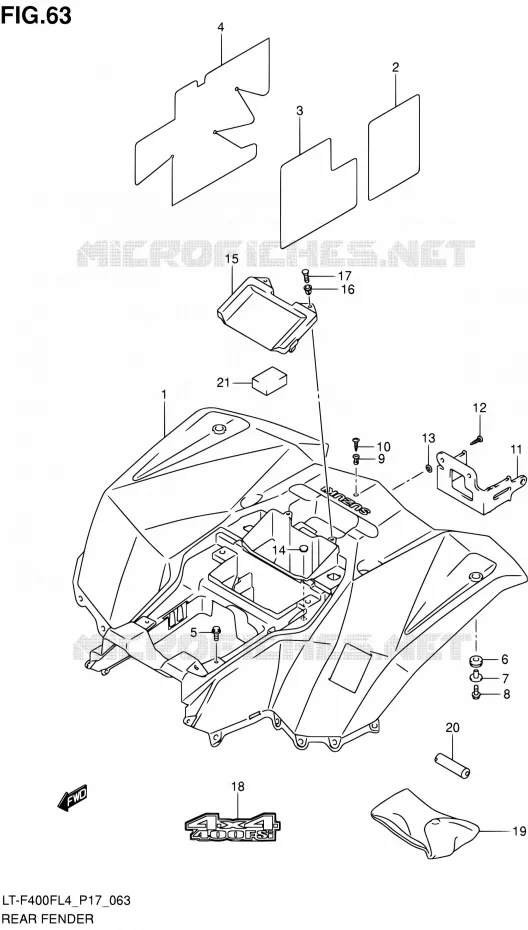 ACHTERSPATBORD (LT-F400FZL4 P17) Suzuki QUAD 400 KINGQUAD 2014  LT-F400F L4/LT-F400FZ L4 (P17)