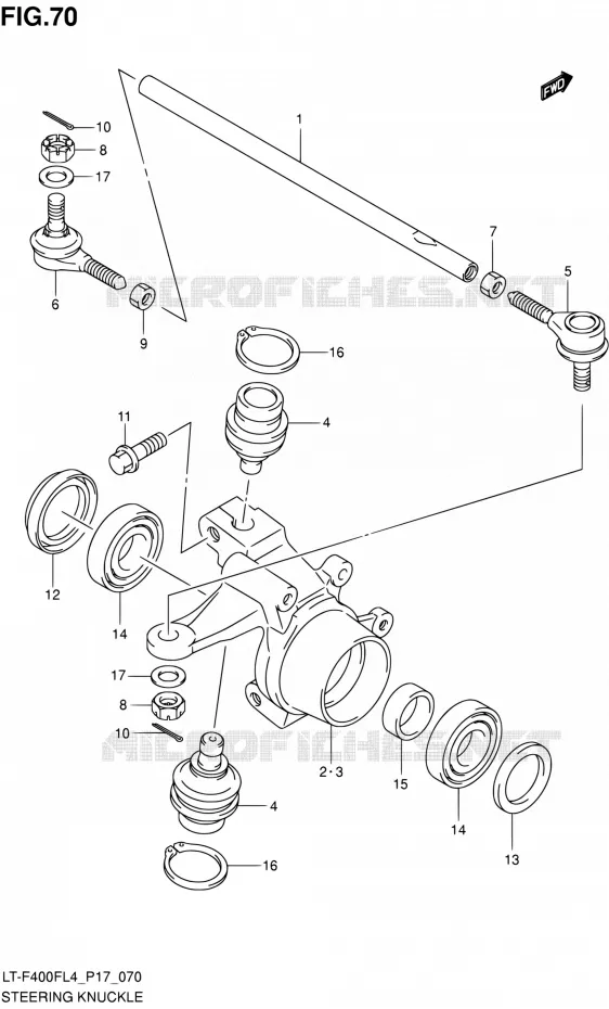 STUURINRICHTINGS - HUB (LT-F400FL4 P17) Suzuki QUAD 400 KINGQUAD 2014  LT-F400F L4/LT-F400FZ L4 (P17)