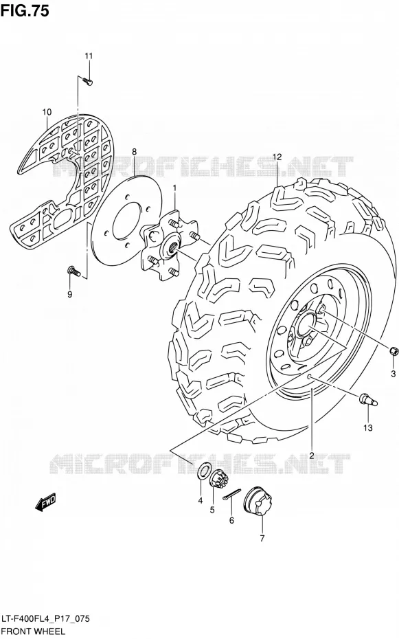VOORWIEL (LT-F400FL4 P17) Suzuki QUAD 400 KINGQUAD 2014  LT-F400F L4/LT-F400FZ L4 (P17)