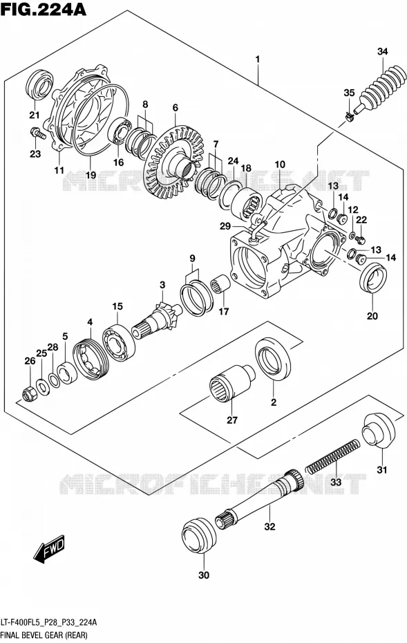 AANDRIJFAS (ARRIERE) Suzuki QUAD 400 KINGQUAD 2015  LT-F400F L5/LT-F400FZ L5 (P03,P28,P33)