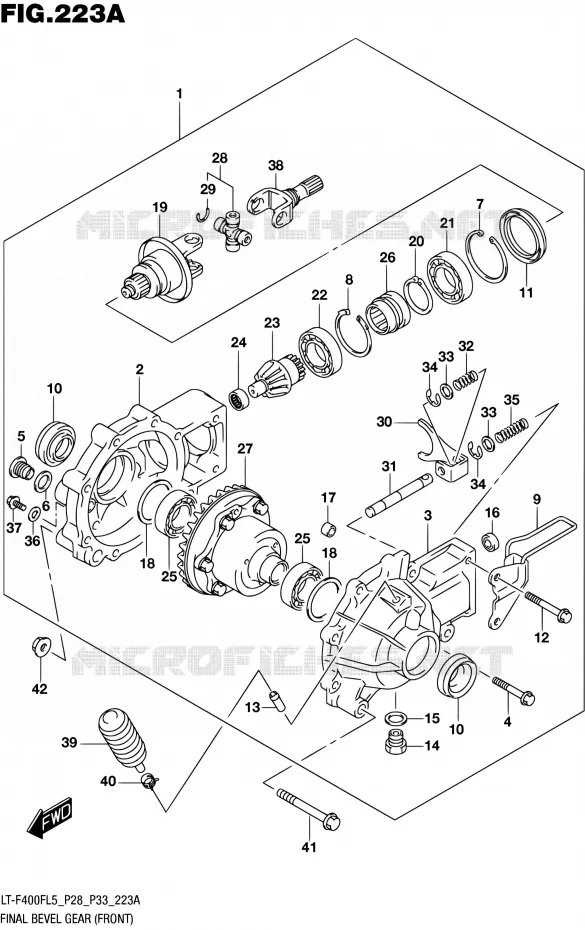 AANDRIJFAS (FRONT) (LT-F400FL5 P28) Suzuki QUAD 400 KINGQUAD 2015  LT-F400F L5/LT-F400FZ L5 (P03,P28,P33)