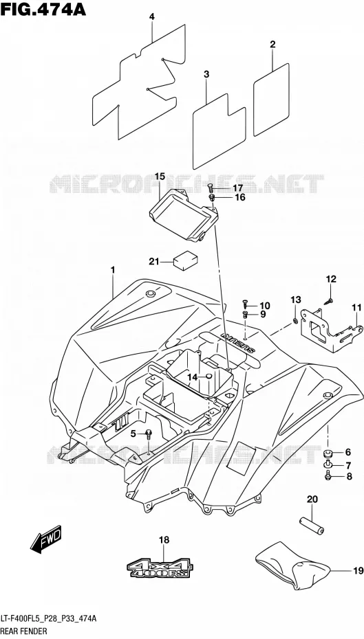 ACHTERSPATBORD Suzuki QUAD 400 KINGQUAD 2015  LT-F400F L5/LT-F400FZ L5 (P03,P28,P33)