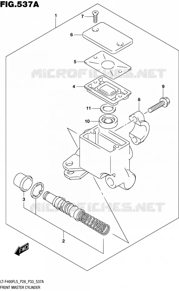 FRONT HOOFDREMCILINDER Suzuki QUAD 400 KINGQUAD 2015  LT-F400F L5/LT-F400FZ L5 (P03,P28,P33)