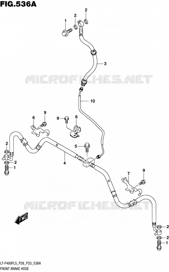 FRONT REMSLANG Suzuki QUAD 400 KINGQUAD 2015  LT-F400F L5/LT-F400FZ L5 (P03,P28,P33)
