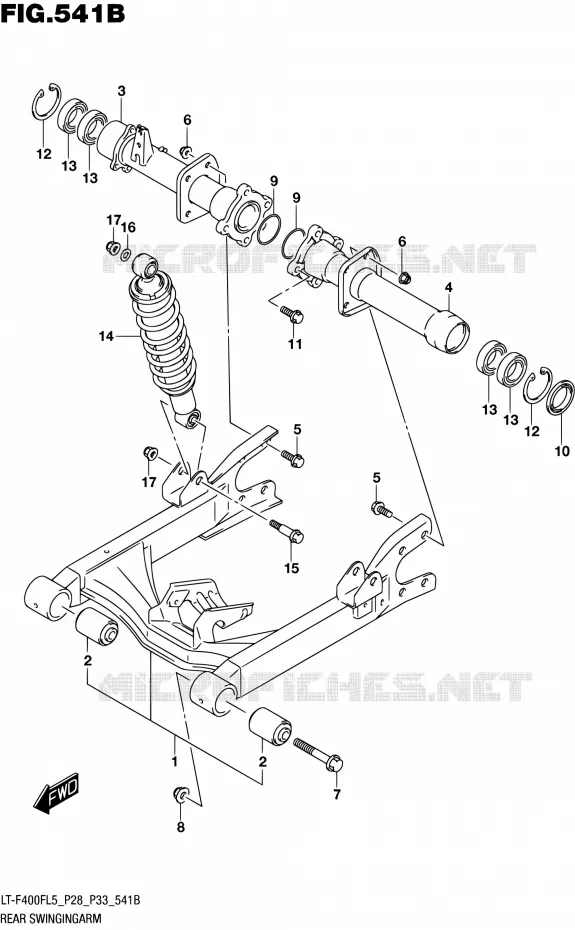 SWINGARM (LT-F400FL5 P33) Suzuki QUAD 400 KINGQUAD 2015  LT-F400F L5/LT-F400FZ L5 (P03,P28,P33)