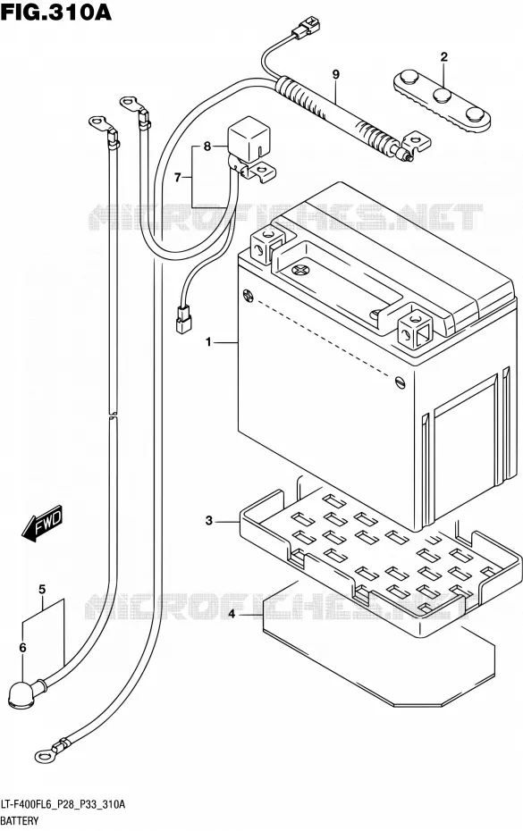 ACCU (LT-F400FL6 P28) Suzuki QUAD 400 KINGQUAD 2016  LT-F400F L6 (P03,P28,P33)