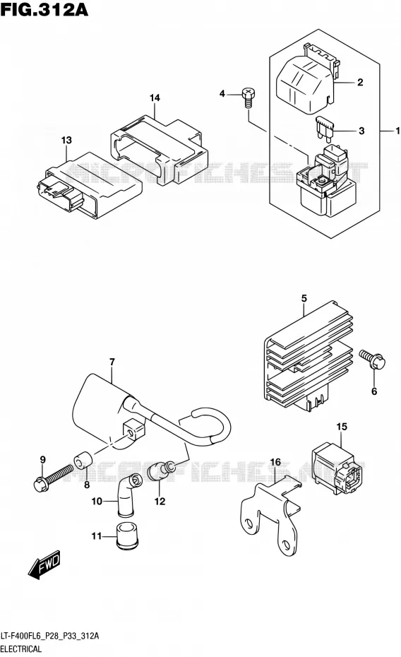 ELEKTRISCH (LT-F400FL6 P28) Suzuki QUAD 400 KINGQUAD 2016  LT-F400F L6 (P03,P28,P33)