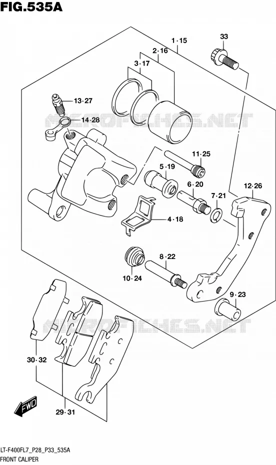 FRONT CALIPER Suzuki QUAD 400 KINGQUAD 2017  LT-F400F L7 (P03,P28,P33)