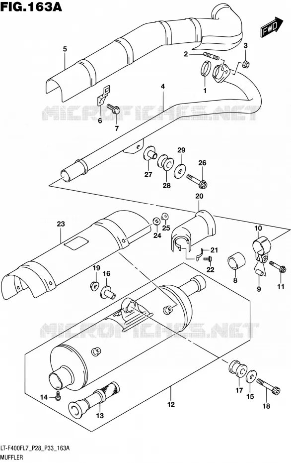 GELUIDDEMPER (LT-F400FL7 P28) Suzuki QUAD 400 KINGQUAD 2017  LT-F400F L7 (P03,P28,P33)