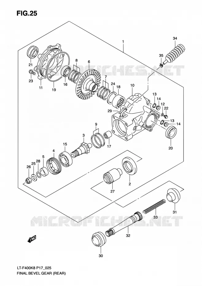 AANDRIJFAS (ARRIERE) Suzuki QUAD 400 KINGQUAD 2010  LT-F400 L0 (P17,P24)