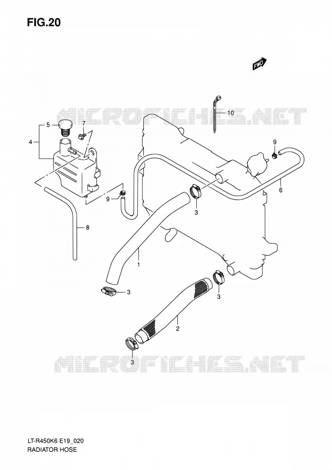 RADIATOR SLANG Suzuki QUAD 450 QUADRACER 2010  LT-R450 L0/LT-R450Z L0 (E19)