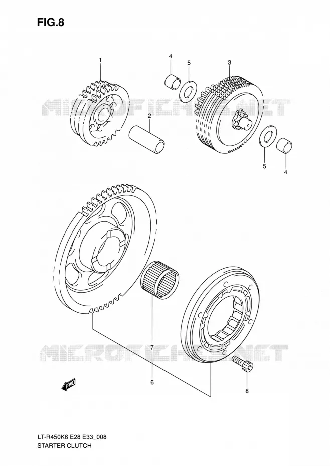 STARTMOTOR CLUTCH Suzuki QUAD 450 QUADRACER 2010  LT-R450 L0/LT-R450Z L0 (E28,E33)