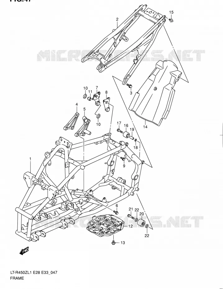 FRAME (LT-R450ZL1 E28) Suzuki QUAD 450 QUADRACER 2011  LT-R450 L1/LT-R450Z L1 (E03,E28,E33)