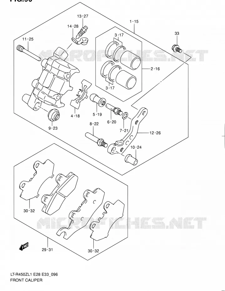 FRONT CALIPER Suzuki QUAD 450 QUADRACER 2011  LT-R450 L1/LT-R450Z L1 (E03,E28,E33)