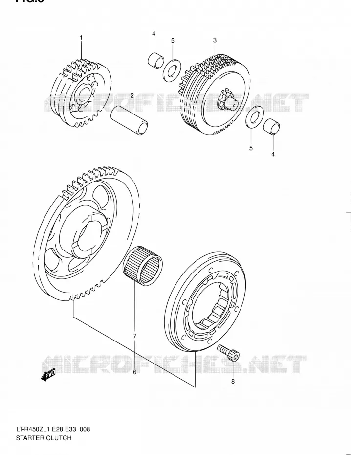 STARTMOTOR CLUTCH Suzuki QUAD 450 QUADRACER 2011  LT-R450 L1/LT-R450Z L1 (E03,E28,E33)
