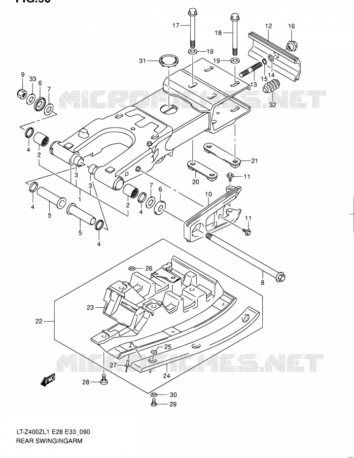 SWINGARM Suzuki QUAD 400 QUADSPORT 2011  LT-Z400 L1 (E03,E28,E33)