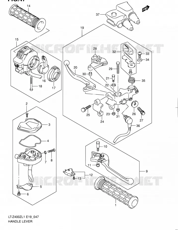 HANDGRIPS - LEVERS Suzuki QUAD 400 QUADSPORT 2011  LT-Z400 L1/LT-Z400Z L1 (E19)