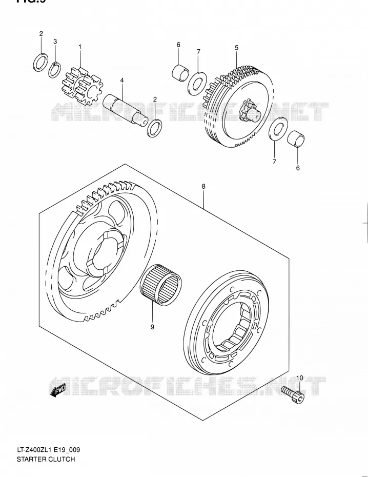 STARTMOTOR CLUTCH Suzuki QUAD 400 QUADSPORT 2011  LT-Z400 L1/LT-Z400Z L1 (E19)
