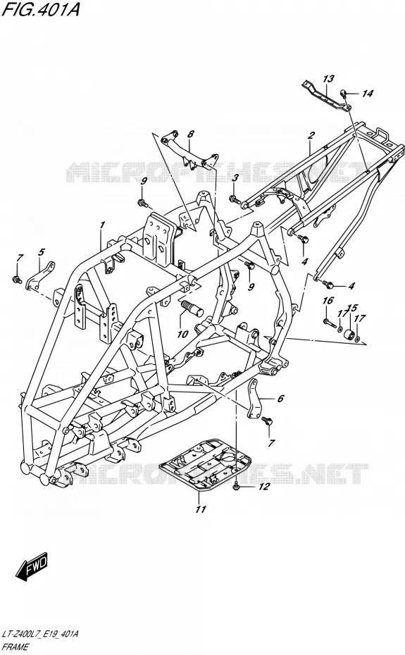FRAME Suzuki QUAD 400 QUADSPORT 2017  LT-Z400 L7 (E19)