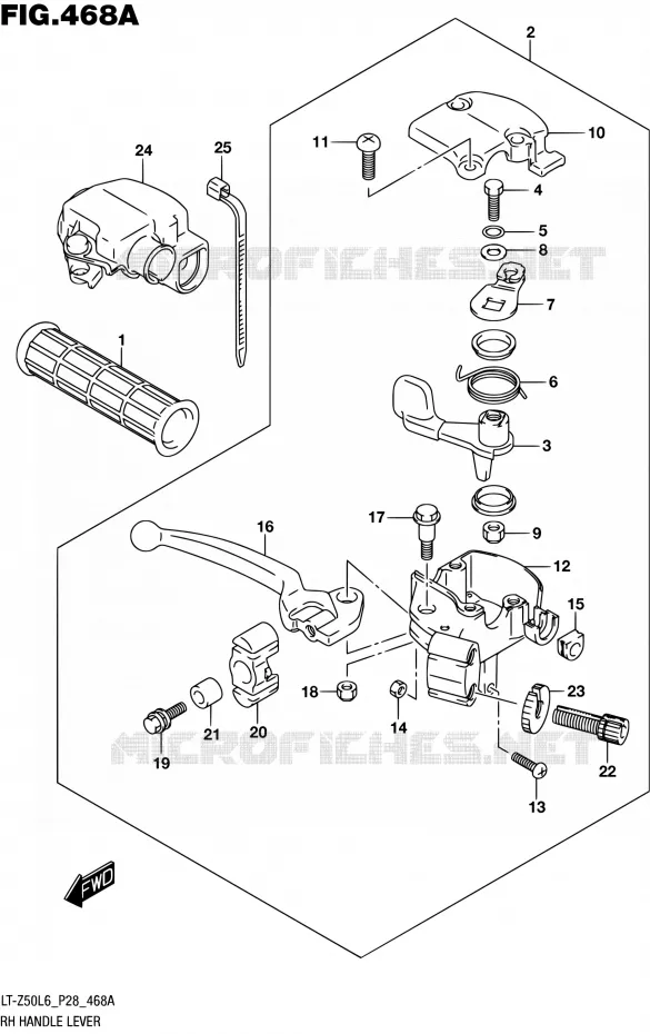 RECHTS HANDGRIPS - LEVERS Suzuki QUAD 50 QUADSPORT 2016  LT-Z50 L6 (P03,P28,P33)