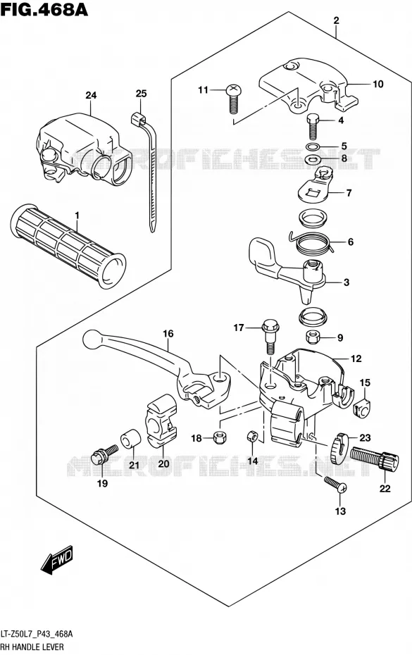 RECHTS HANDGRIPS - LEVERS Suzuki QUAD 50 QUADSPORT 2017  LT-Z50 L7 (P43)
