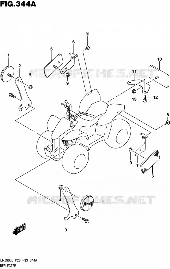 REFLECTOR (LT-Z90L6 P28) Suzuki QUAD 90 QUADSPORT 2016  LT-Z90 L6 (P03,P28,P33)