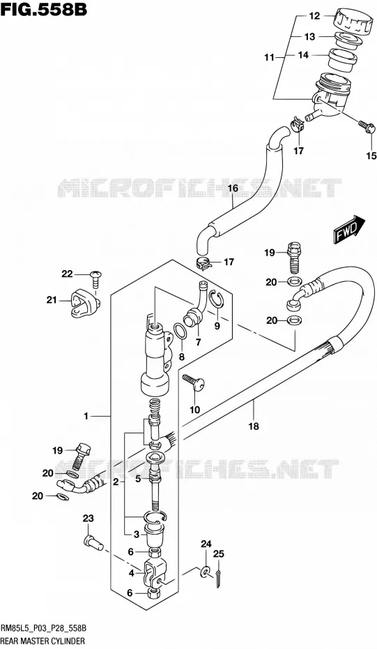 ACHTER HOOFDREMCILINDER (RM85L5 P28) Suzuki MOTO 85 RM 2015  RM85 L5 (P03,P28,P33)