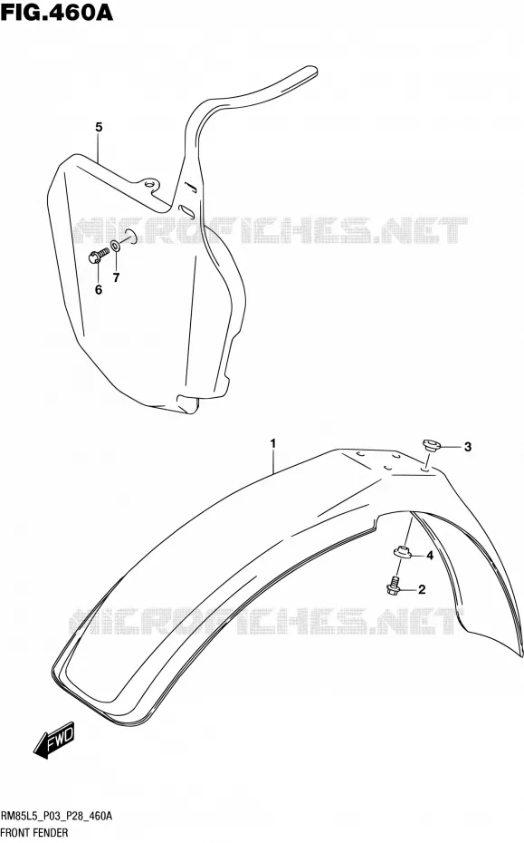 FRONT FENDER Suzuki MOTO 85 RM 2015  RM85 L5 (P03,P28,P33)