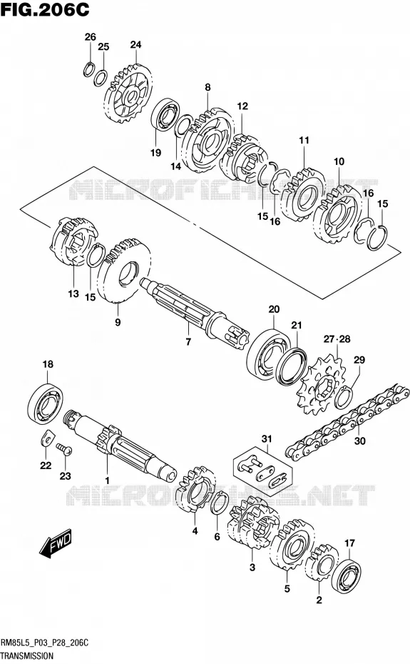 TRANSMISSION (RM85LL5 P28) Suzuki MOTO 85 RM 2015  RM85 L5 (P03,P28,P33)