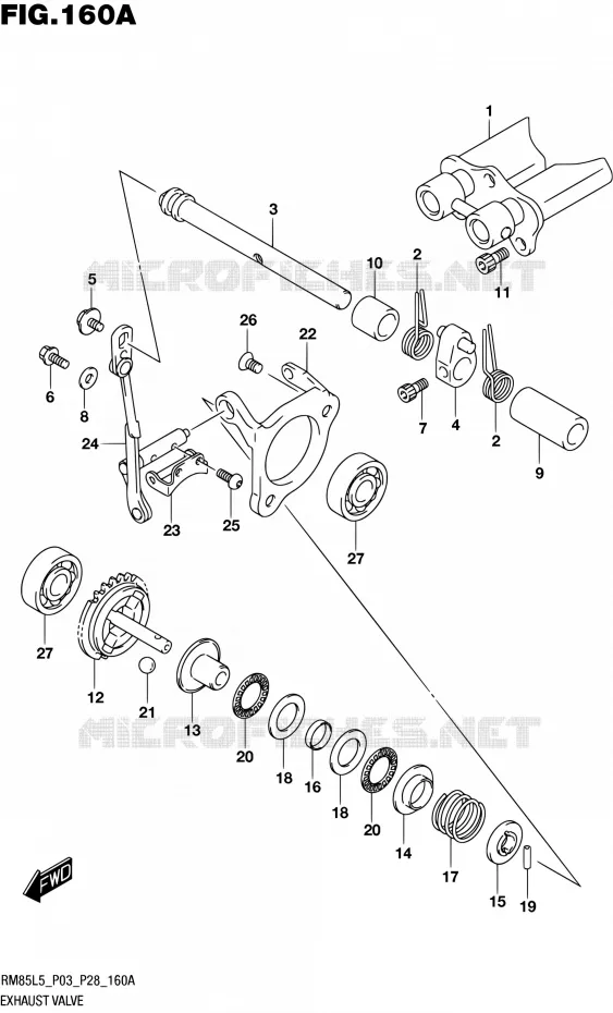 UITLAATKLEP Suzuki MOTO 85 RM 2015  RM85 L5 (P03,P28,P33)