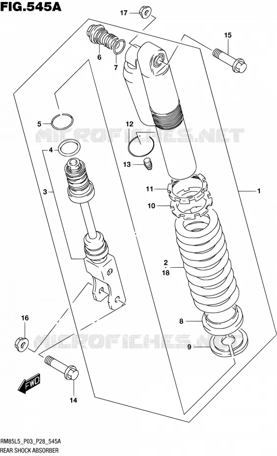 ACHTER SCHOKDEMPER (RM85L5 P03) Suzuki MOTO 85 RM 1992  RM85L L5 (P03,P28,P33)