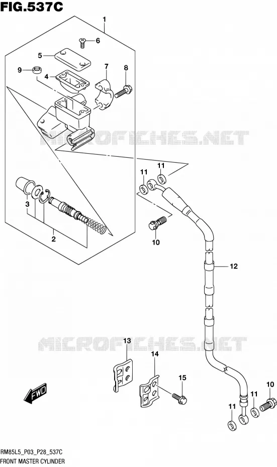 FRONT HOOFDREMCILINDER (RM85LL5 P28) Suzuki MOTO 85 RM 1992  RM85L L5 (P03,P28,P33)