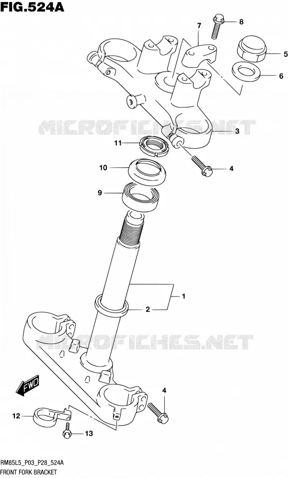 STUURKOLOM Suzuki MOTO 85 RM 1992  RM85L L5 (P03,P28,P33)
