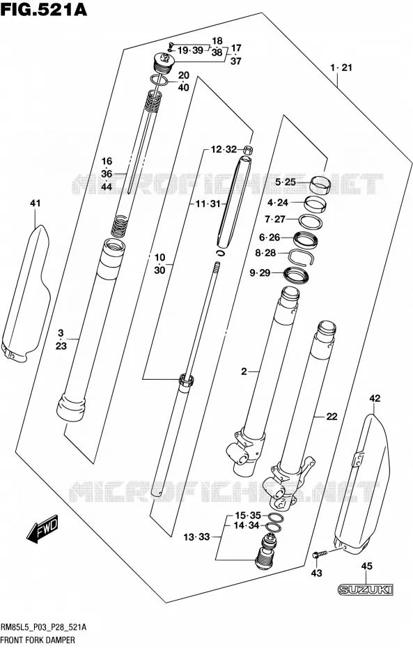 VOORVORK Suzuki MOTO 85 RM 1992  RM85L L5 (P03,P28,P33)