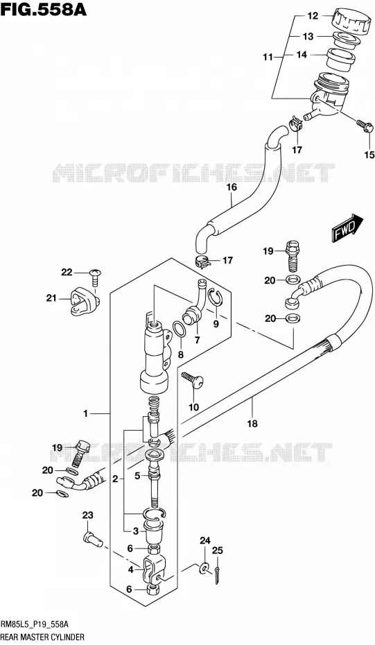 ACHTER HOOFDREMCILINDER (RM85L5 P19) Suzuki MOTO 85 RM 1995  RM85L L5 (P19)