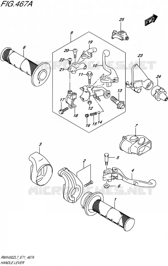 HANDGRIPS - LEVERS Suzuki MOTO 450 RMX 2017  RMX450Z L7 (E71)