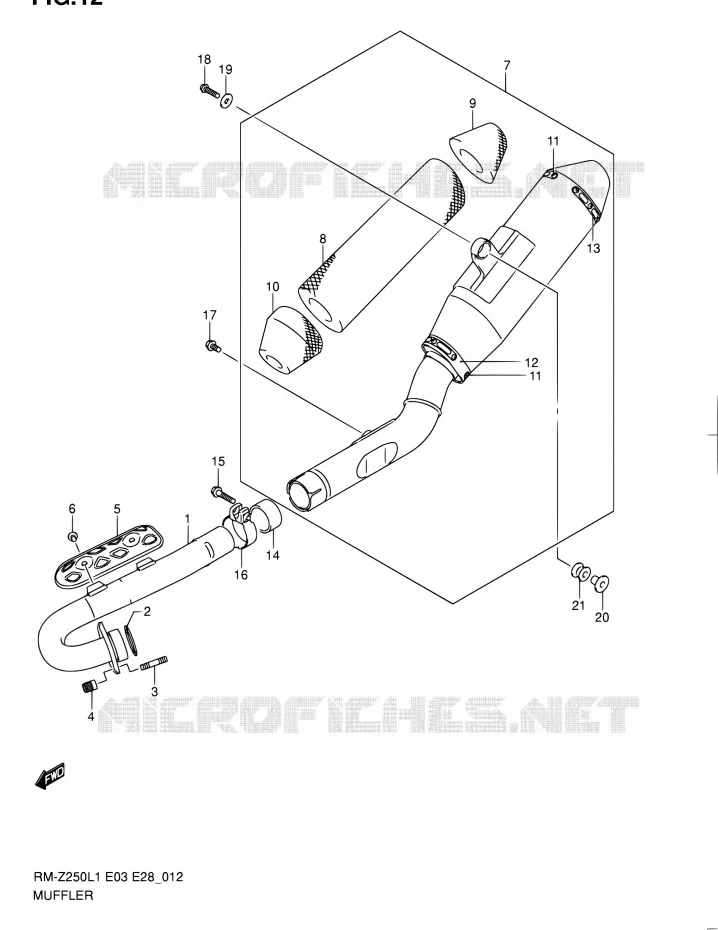 GELUIDDEMPER Suzuki MOTO 250 RM-Z 2011  RM-Z250 L1 (E03,E28,E33)