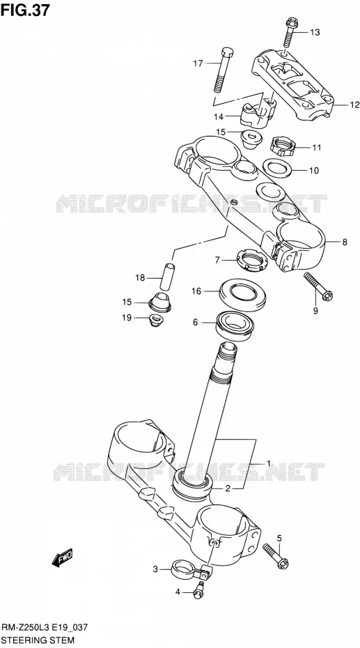 STUURKOLOM Suzuki MOTO 250 RM-Z 2012  RM-Z250 L3 (E19)