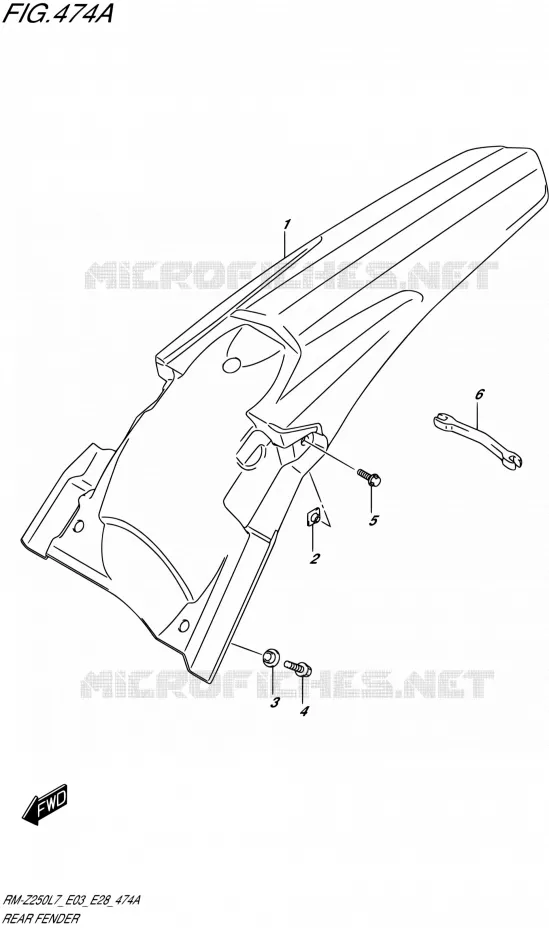 ACHTERSPATBORD Suzuki MOTO 250 RM-Z 2017  RM-Z250 L7 (E03,E28)