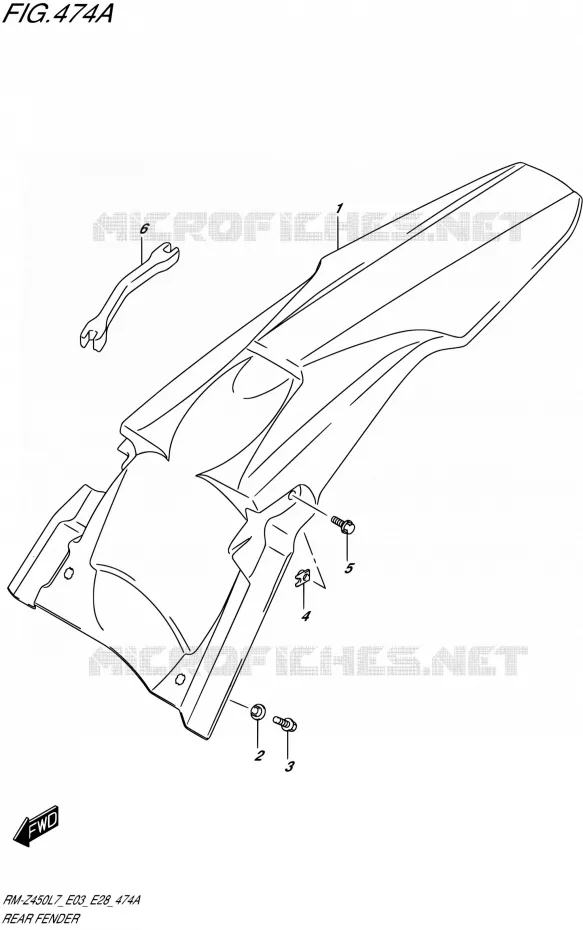 ACHTERSPATBORD Suzuki MOTO 450 RM-Z 2017  RM-Z450 L7 (E03,E28)