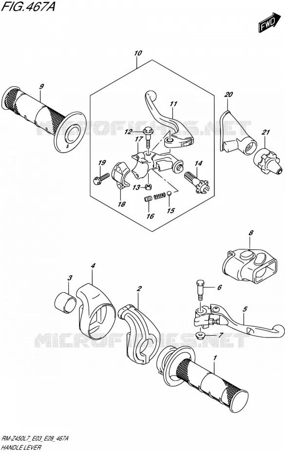 HANDGRIPS - LEVERS Suzuki MOTO 450 RM-Z 2017  RM-Z450 L7 (E03,E28)