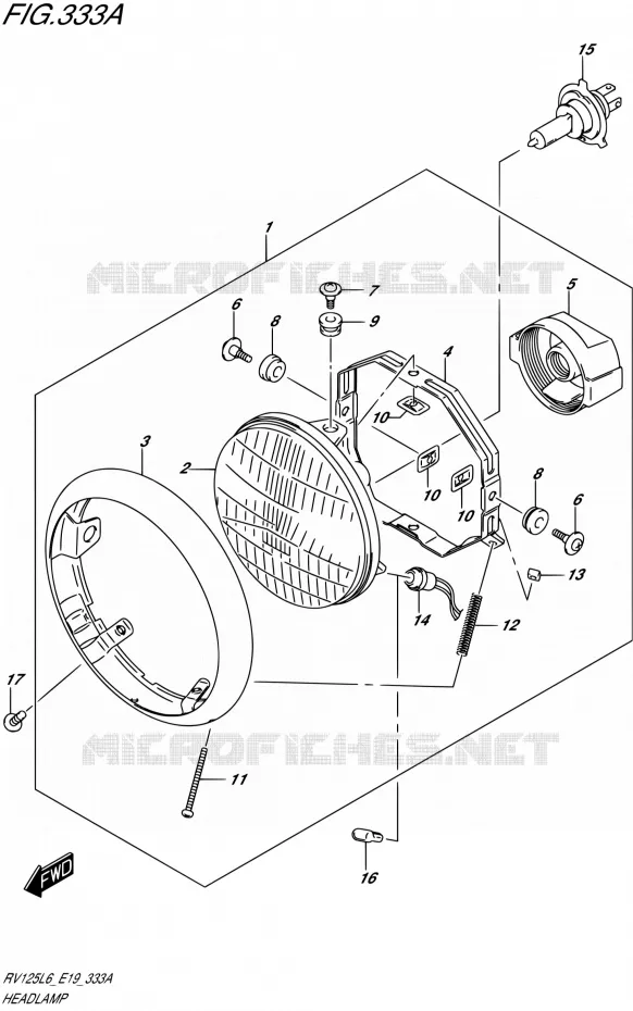 KOPLAMP (RV125L6 E02) Suzuki MOTO 125 VAN-VAN 2016  RV125 L6 (E19)