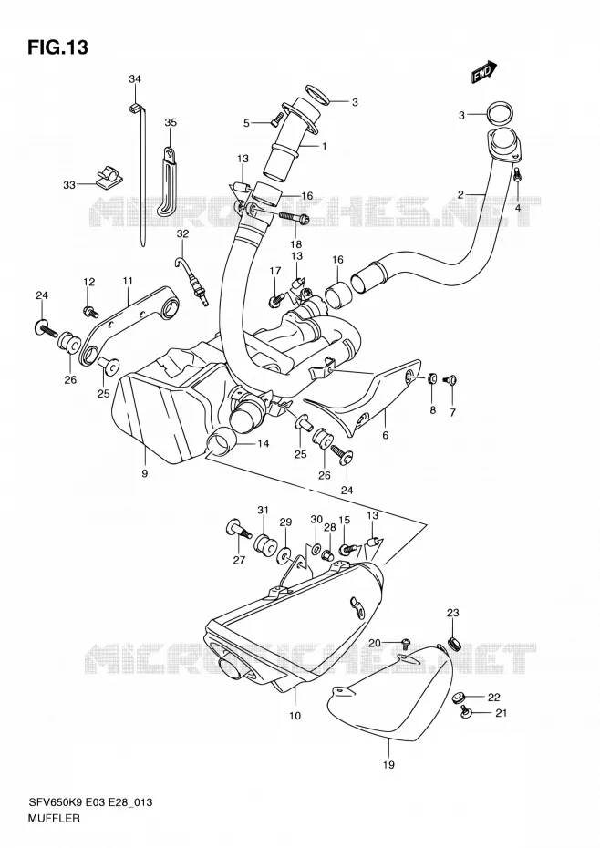 GELUIDDEMPER Suzuki MOTO 650 GLADIUS 2010  SFV650A L0 (E03,E28,E33)