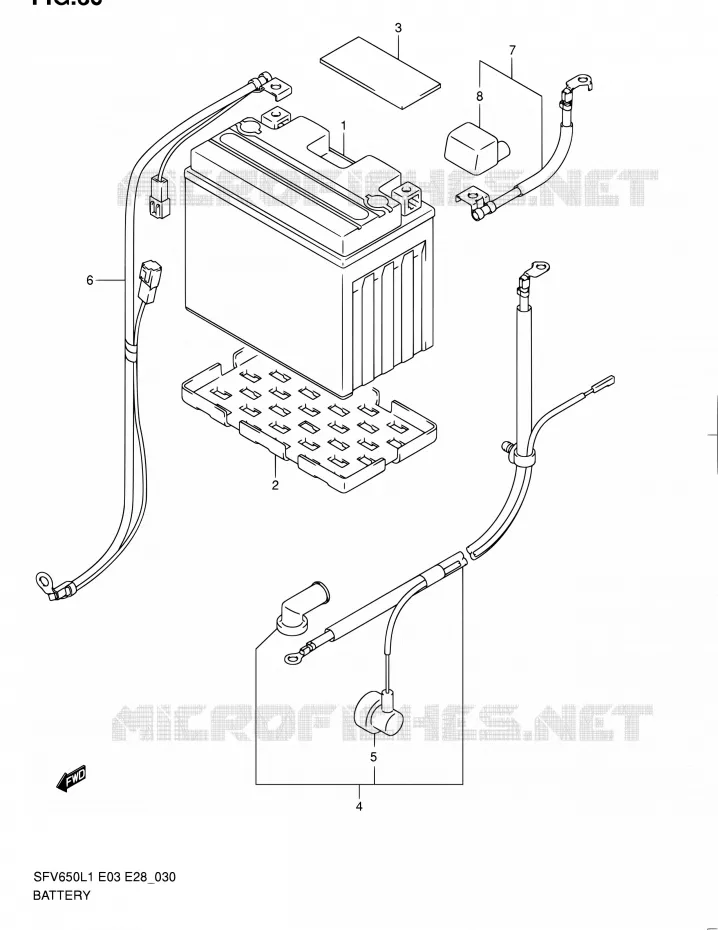 ACCU (SFV650L1 E03) Suzuki MOTO 650 GLADIUS 2011  SFV650A L1 (E03,E28,E33)