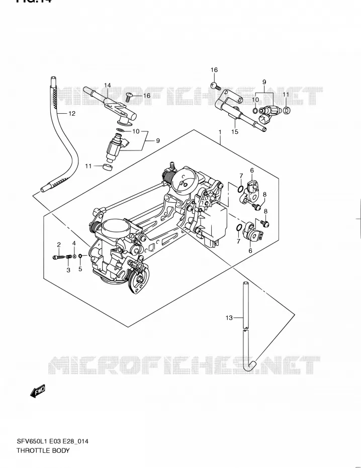 GASKLEPHUIS (SFV650AL1 E28) Suzuki MOTO 650 GLADIUS 2011  SFV650A L1 (E03,E28,E33)