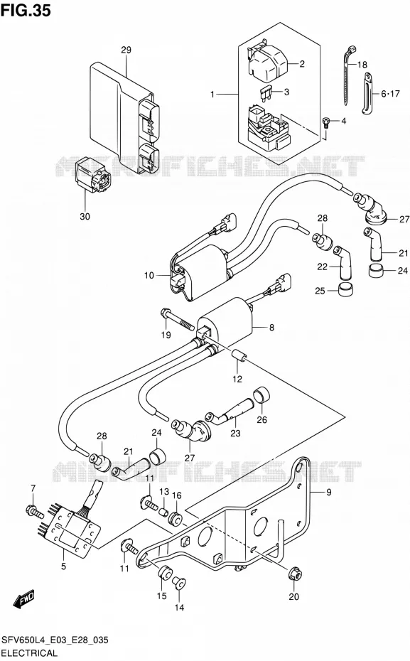 ELEKTRISCH (SFV650L4 E28) Suzuki MOTO 650 GLADIUS 2014  SFV650A L4 (E03,E28,E33)