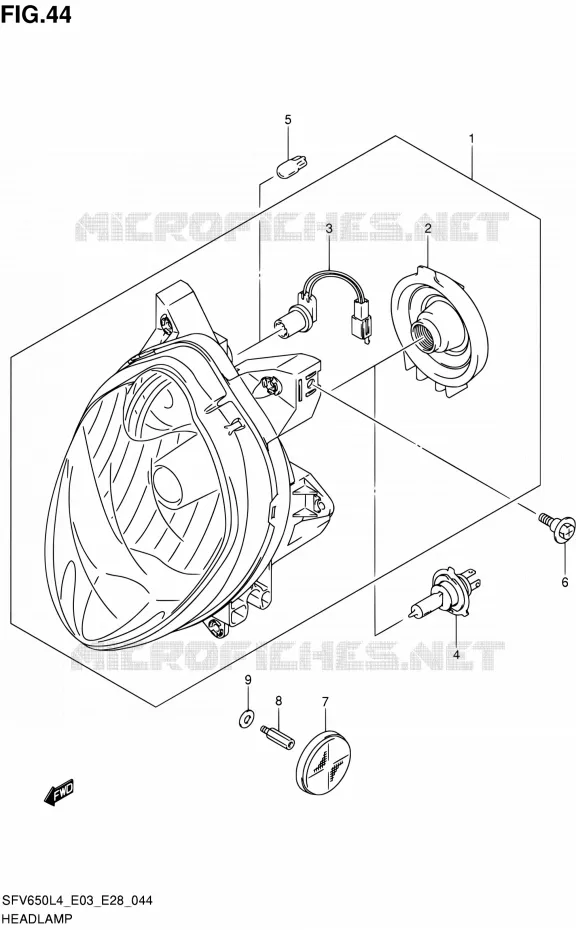 KOPLAMP Suzuki MOTO 650 GLADIUS 2014  SFV650A L4 (E03,E28,E33)