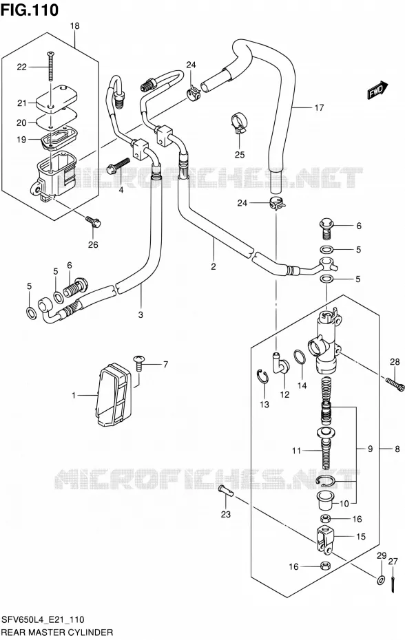 ACHTER HOOFDREMCILINDER (SFV650UAL4 E21) Suzuki MOTO 650 GLADIUS 2015  SFV650A L4 (E21)