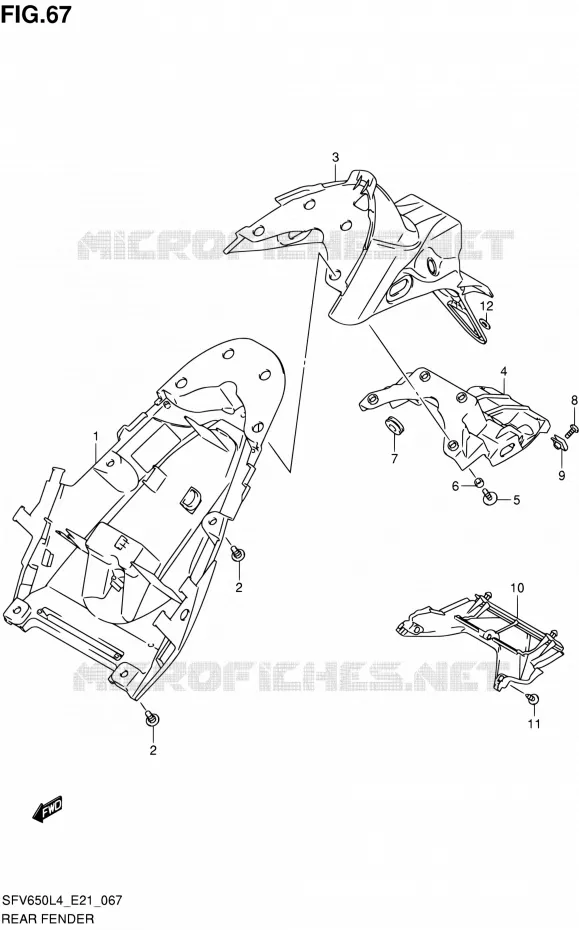 ACHTERSPATBORD Suzuki MOTO 650 GLADIUS 2016  SFV650A L4 (E21)